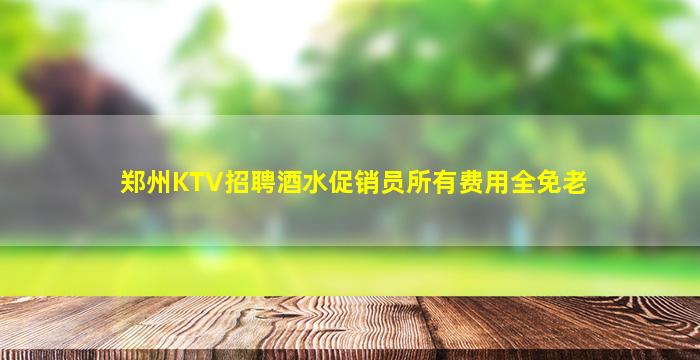 郑州KTV招聘酒水促销员所有费用全免老